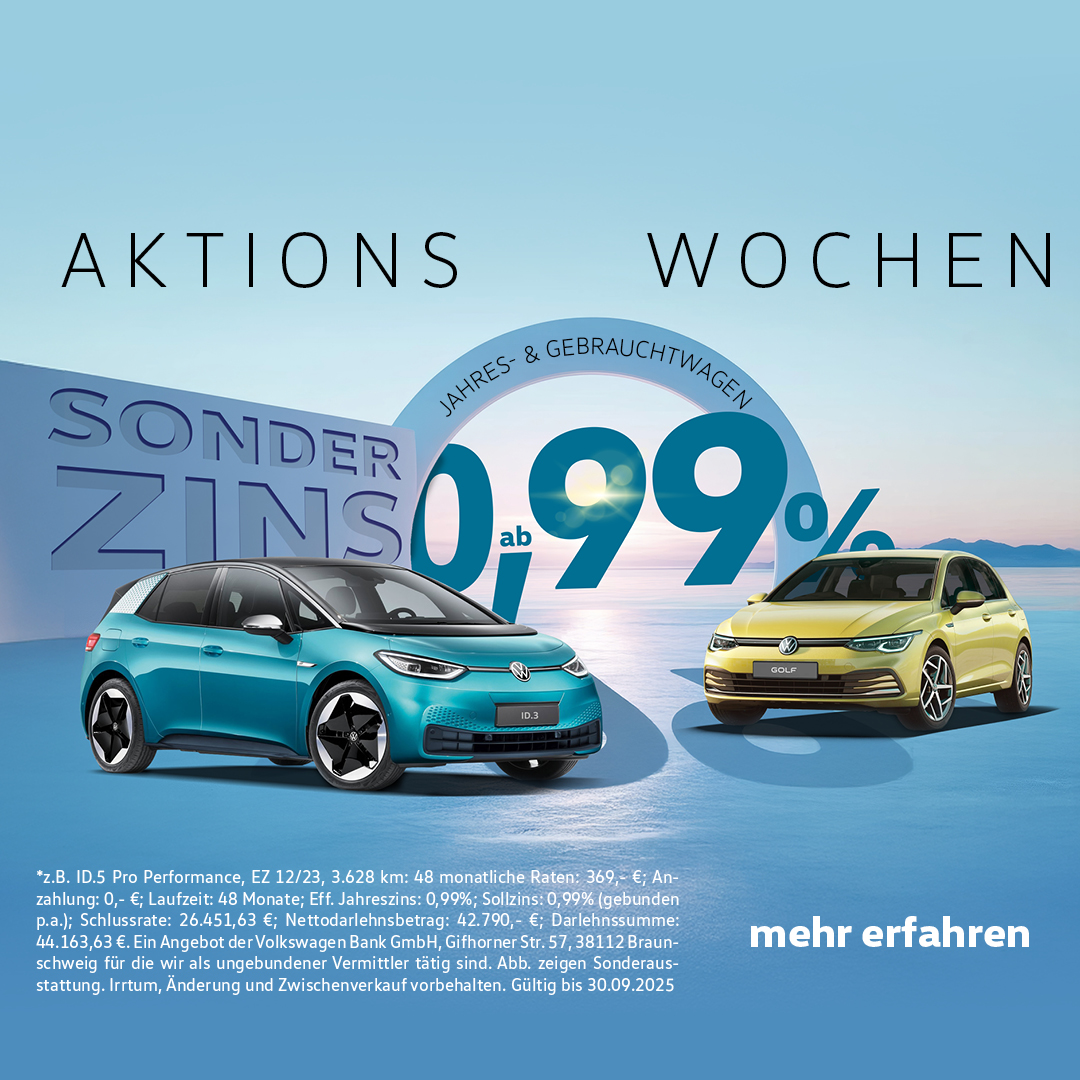 VW ab 0,99% Sonderzins